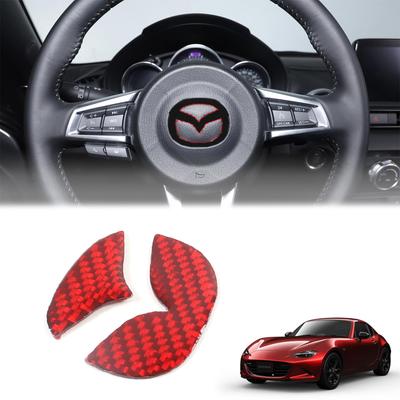 Hcilloend Koolstofvezel Stuurwiel Logo Stickers voor Nieuwe Mazda Roadster RF ND Serie Eenvoudige Decoratieve Interieur Custom Set van 2 (2016-2024),