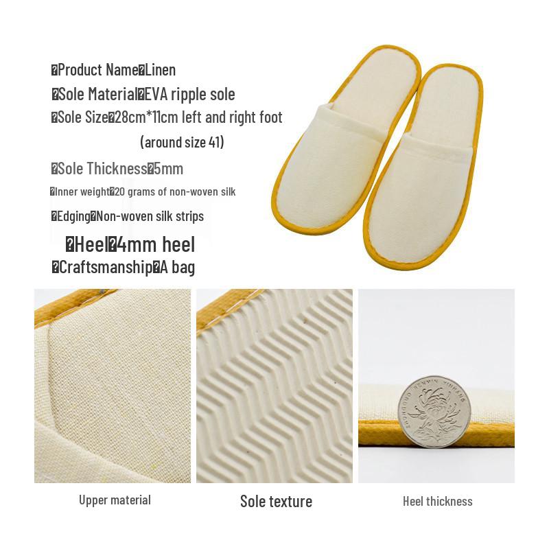 Jednorázové lněné pantofle pro hotely, B&B, salony a cestování