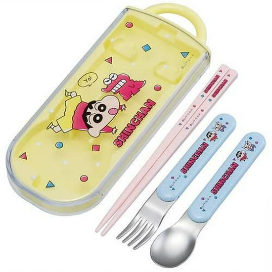 Japanese Skater Cartoon Stainless Steel Kids Utensil Set: Chopsticks, Fork & Spoon.