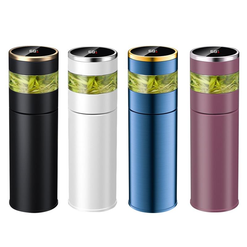 Koppar Intelligent 304 Stainless Steel Vakuumkopp Temperatur LED Display Tekopp med glaspartition Te- och vattenvakuumflaska