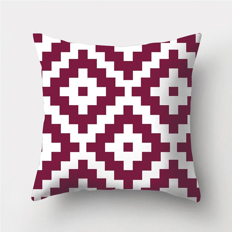 

Винно-красный геометрический принт, декоративные подушки, наволочка, чехол для подушки из полиэстера, декоративная подушка для дивана, наволочка