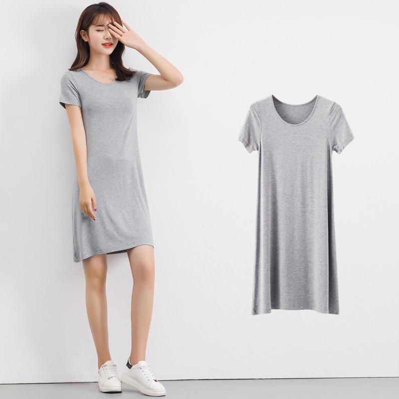 

Lady Womens Summer Short Sleeve Casual Loose Sundress Tops Mini Dress Tshirt Gray,XL