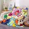 Kirby Birthday Cartoon Art Flannel Blanket Super Soft Warm Cozy Blanket for Sofa Bed Office Travel All‑Season Home Decor Gift