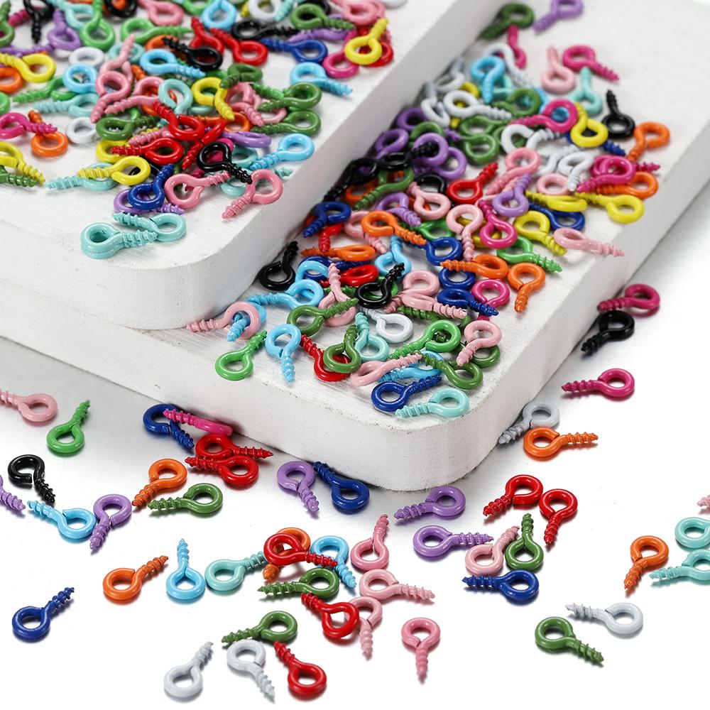 50Pcs/lot 4*8mm Colorful Small Tiny Mini Eye Pins Eyepins Hooks Eyelets Screw For DIY Jewelry Making Supplies Accessories