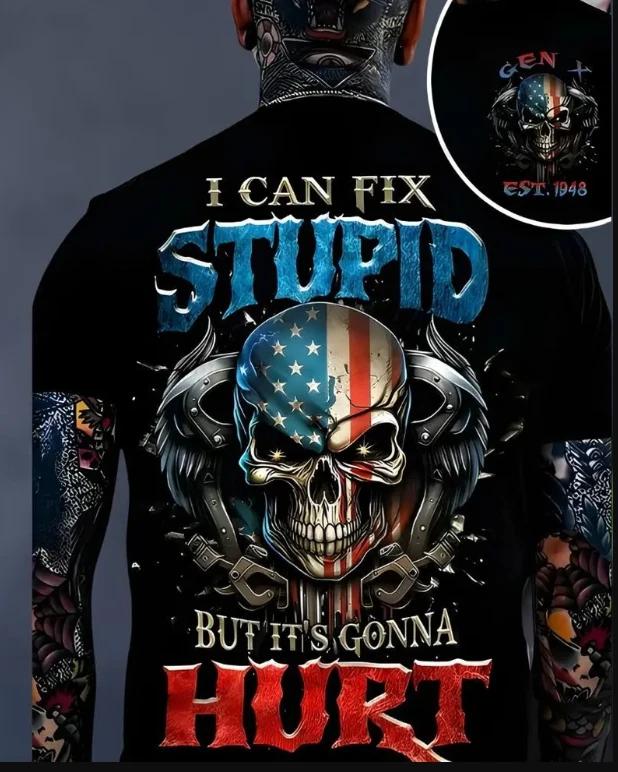 Generation X I Can Fix Stupid Custom Year Skull T-T-Shirt 4XL