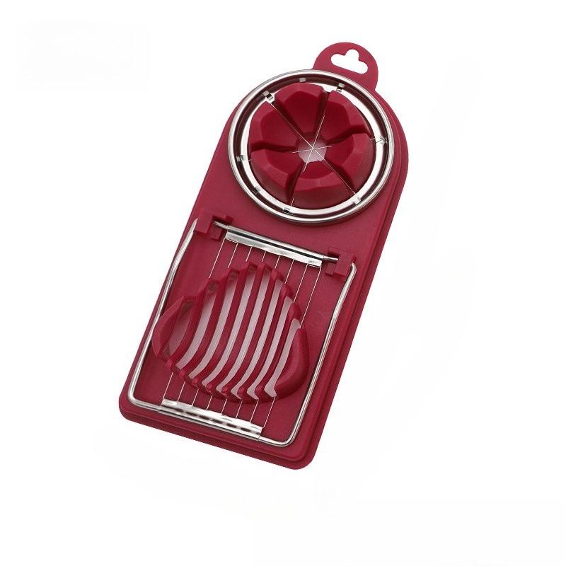 

2 In 1 Egg Slicer Multifunctional Stainless Steel Egg Cutter Household Luncheon Meat Preserved Egg Cut Artifact Kitchen Gadgets красный