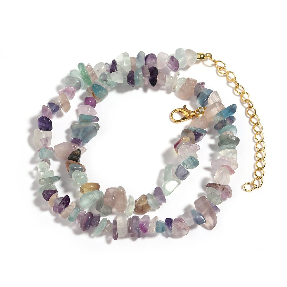 1 Strand 43cm Irregular Gravel Bead Choker Necklace Natural Stone Crystal Necklace Lobster Clasp Chain For Women Jewelry Gift
