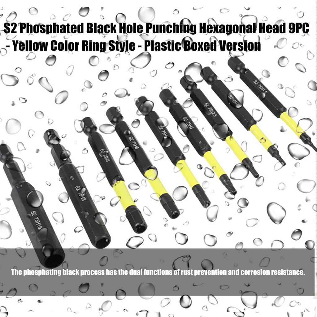 9Pieces Magnetic Tip Long Hex Head Allen Wrenches Drill Bit Set H 1.5 to H10 Impact Screwdriver Bit with 1/4Inch Shank