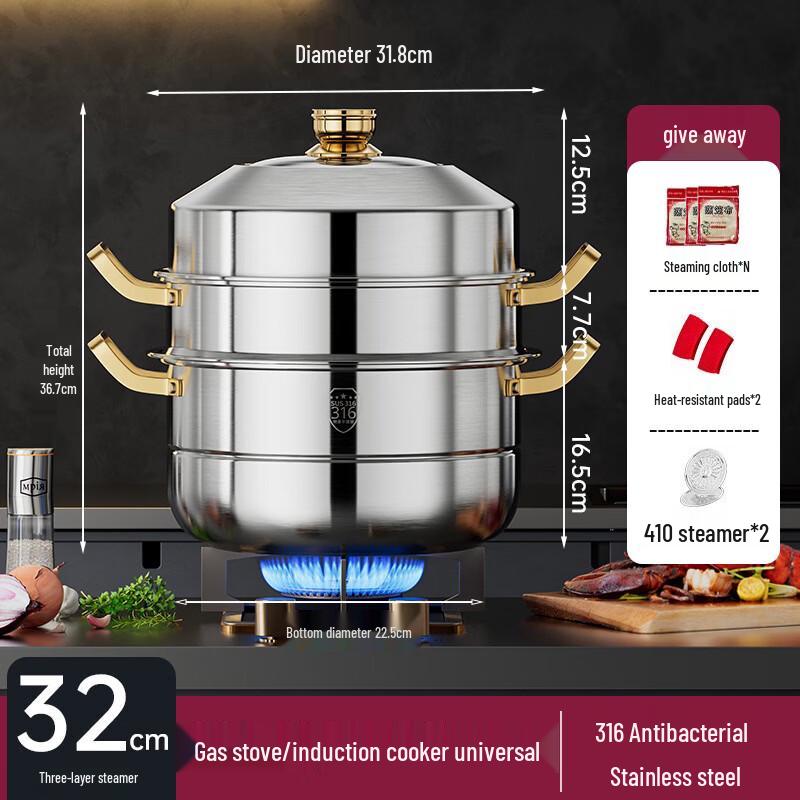 Youchu Cat 304 Stainless Steel Multi-Function Steamer Pot