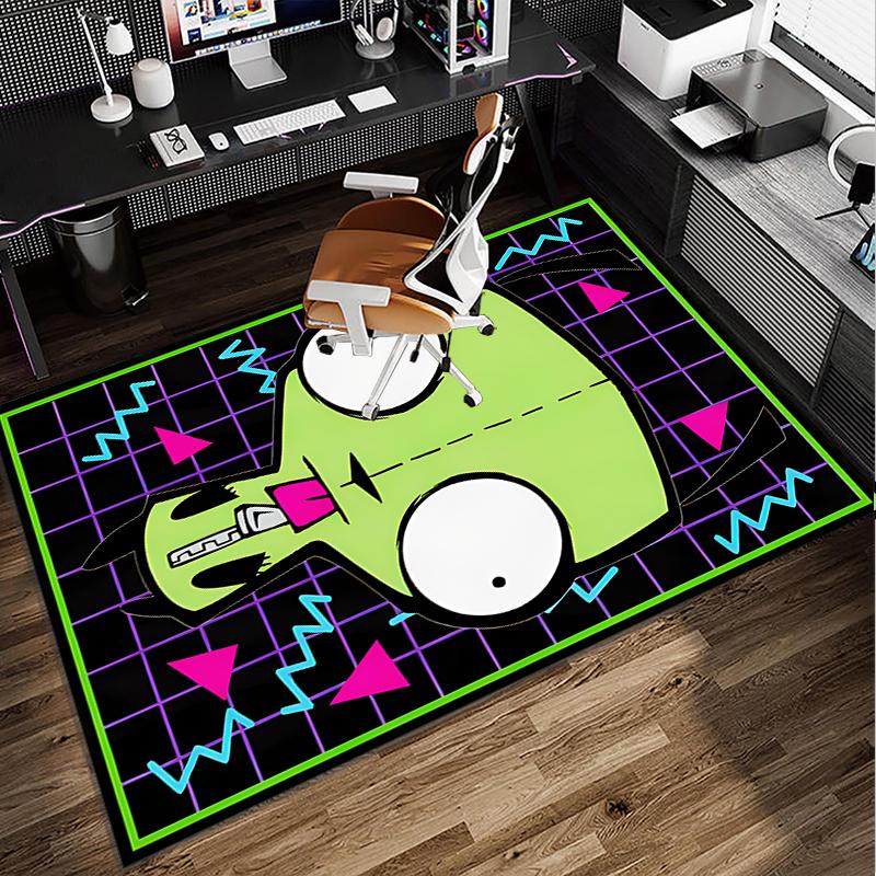 Alien Invasion Pattern Office Rug Chair Mat, Game Carpet, Suitable for Front Door, Bedroom, Living Room, Desk, Holiday Gift