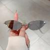 KAMMPT Vintage Cat Eye Sunglasses Women Retro Metal Rim Designer Sun Glasses Trendy Solid Color Outdoor Shades