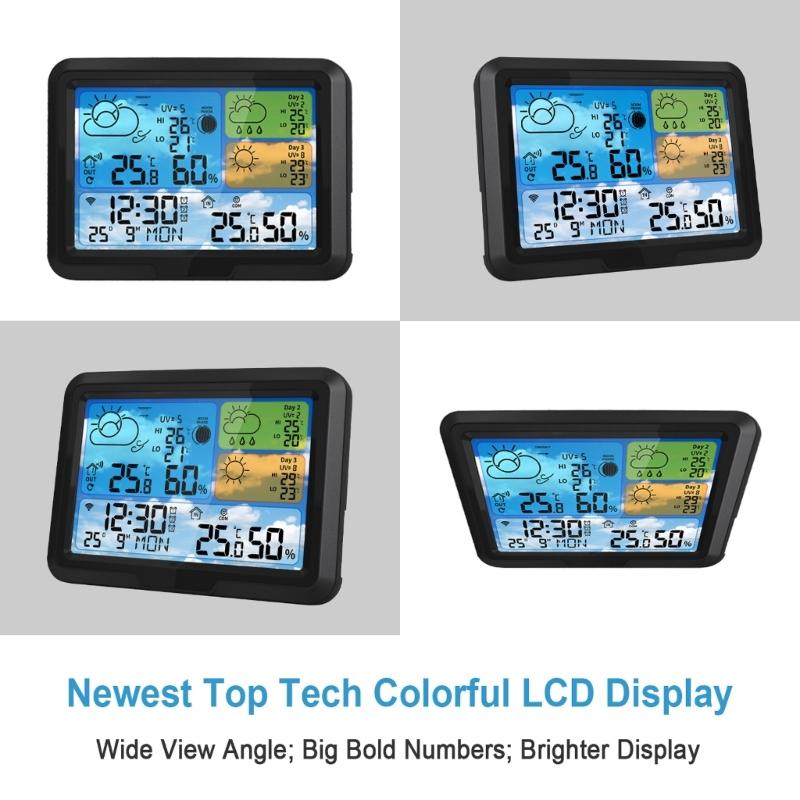 WiFi Connect Weather Stations Digital Thermometers Hygrometer Weather Clock Calendar Atmospheric Pressure Monitor Device