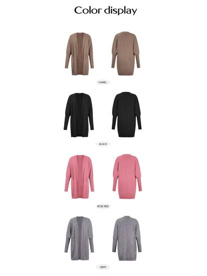 Diyun Women's Batwing Sleeve Cardigan - Autumn/Winter 2024 Collection, Solid Color Sweater Coat