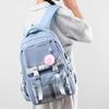 Korean Style Printed Nylon Backpack for Students Large Capacity School Bag Fashionable Commute Shoulder Bag with 15 Inch Laptop Compartment KTB