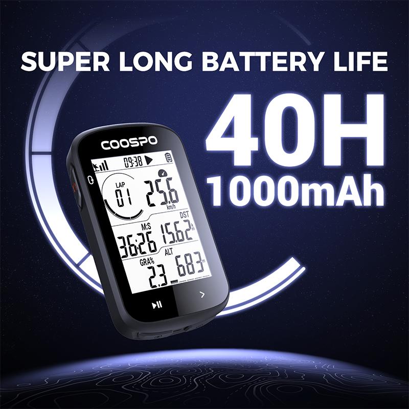 COOSPO CS300 Kabelloser Fahrradcomputer GPS Fahrrad Tacho Kilometerzähler 2,6 Zoll Bluetooth ANT+ IPX7 Höhe APP-Synchronisierung für Strava TP