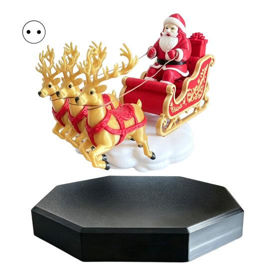 Floating Home Decor for Holidays Magnetic Levitation Santa Sleigh Christmas Decor, Claus Tabletop Decoration Ornament, Display Stand, Holiday Desktop