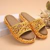 2025 Summer New Platform Sandals Women's Round Head Open Toe Sequin Cloth Soft Sole Anti-slip Wear-resistant Flat Slippers