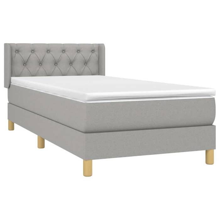 3130465 vidaXL Lit à sommier tapissier avec matelas Gris clair 80x200 cm Tissu