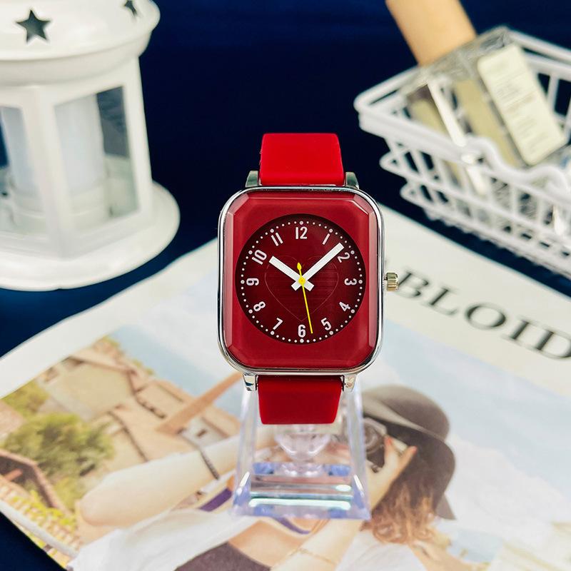JYL Couple Watch Silicone Heart Square Casual Strap