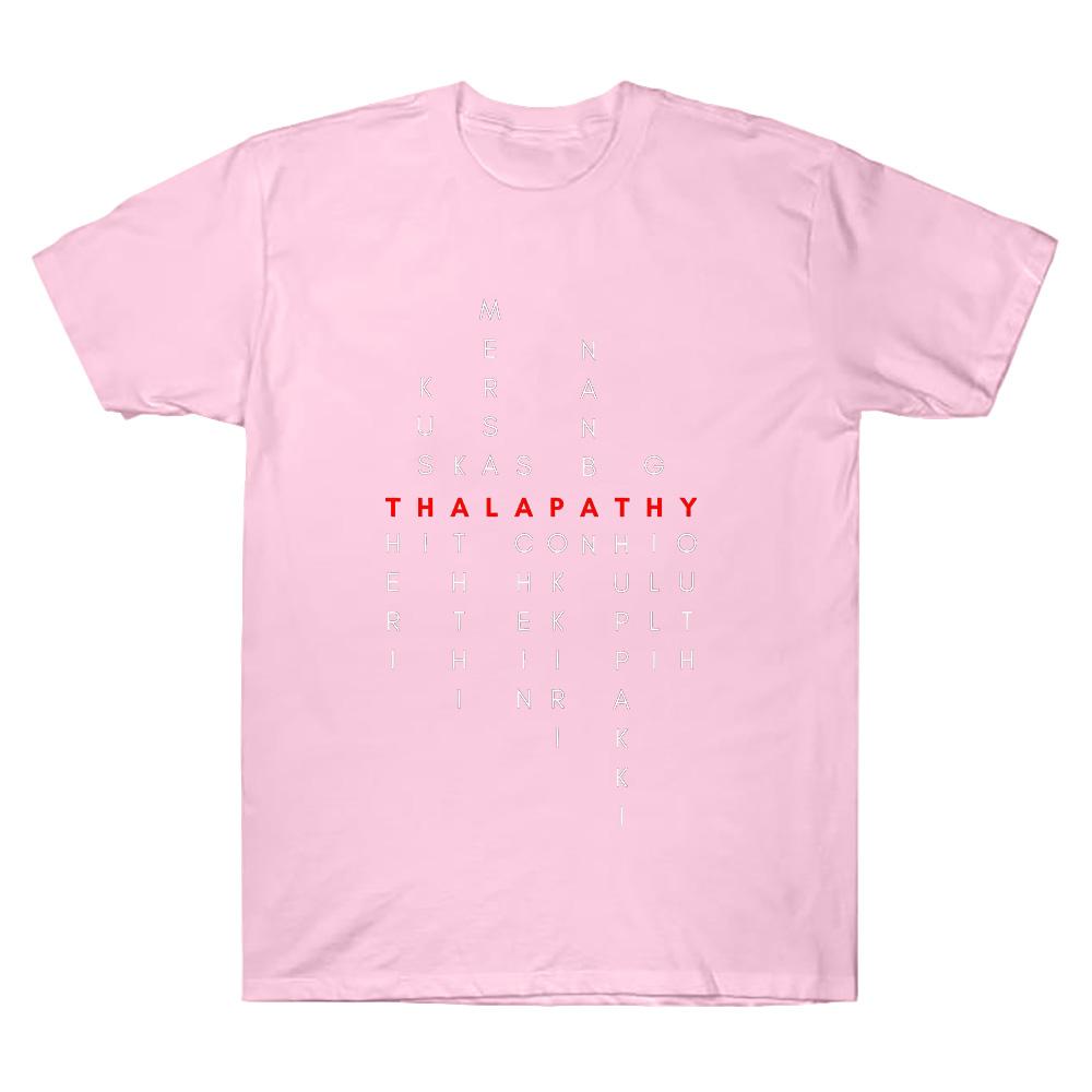 Thalapathy Vijay Tamil Movie Titles Red Classic T-Shirt Vijay Merch T Shirts Fashion Unisex Cotton T-shirt Cotton Loose Clothing