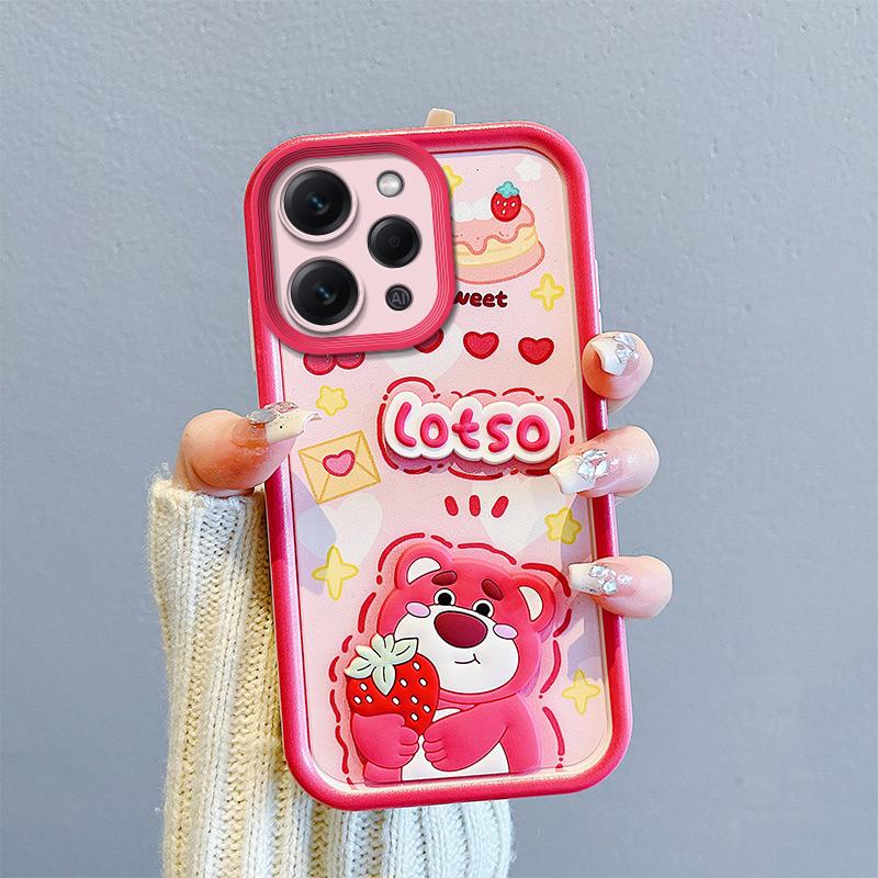 KEYSION Shockproof Case for Redmi 12 4G 5G with Lanyard Silicone Cute 3D Cartoon Doll Phone Cover for Xiaomi Redmi 12 5G