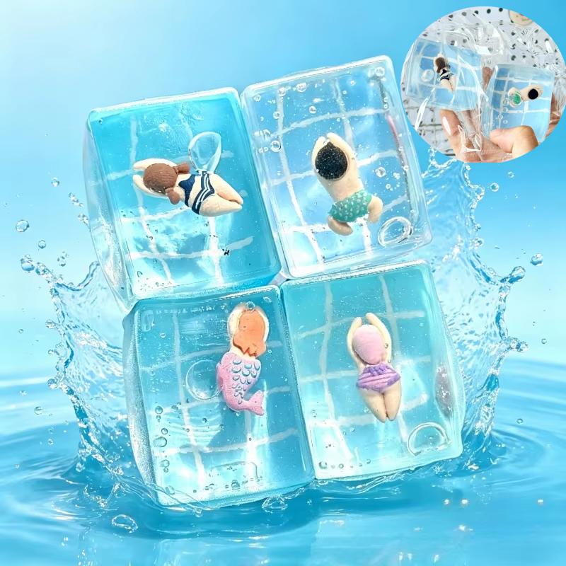 1Pc Swimming Pool Maltose Fidget Toy Cube Stress Relief Slow Rebound Squeeze Toy Mochi Squishy Stress Reliever Toys Antistress