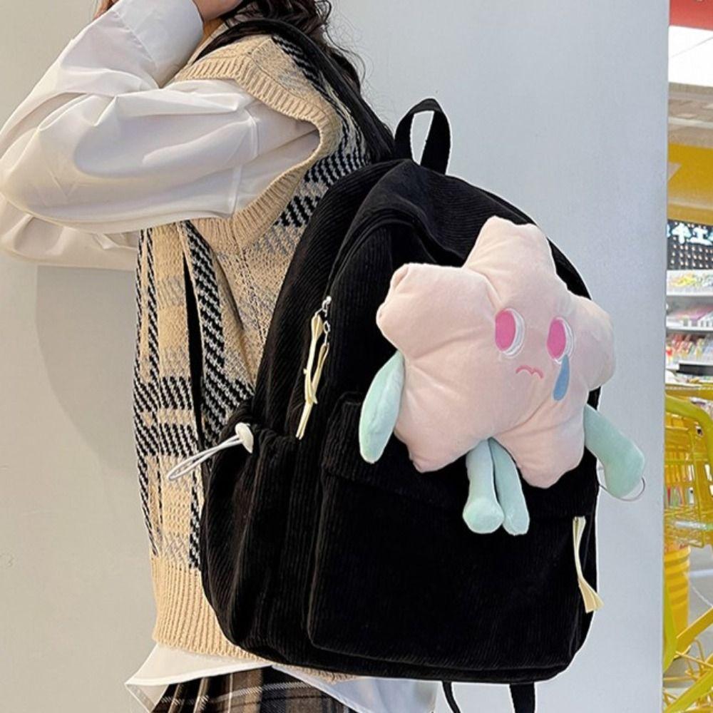 Plush Doll Corduroy Shoulders Bag Creative Student Schoolbag Sweet Plush Star Backpack  School