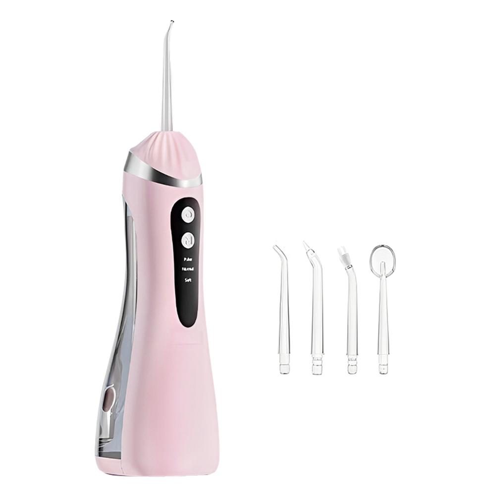 

Cordless Water Flosser Rechargeable Electric Teeth Cleaner Waterproof Portable Dental Scaler With 4 Jet Tips for Home Travel Pink