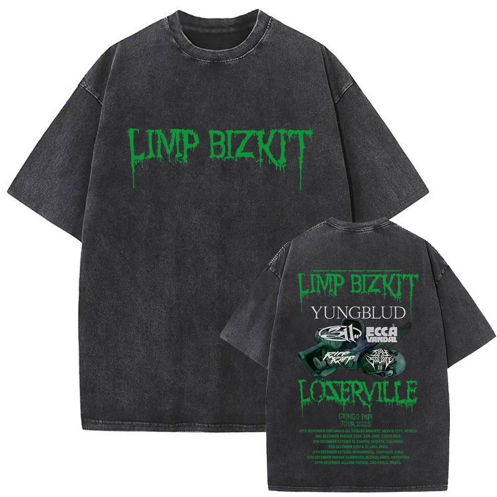 

Washed Vintage Rock Band Limp Bizkit Loserville Tour Tshirt Men Women Casual Oversized Short Sleeve T Shirt Man Streetwear S