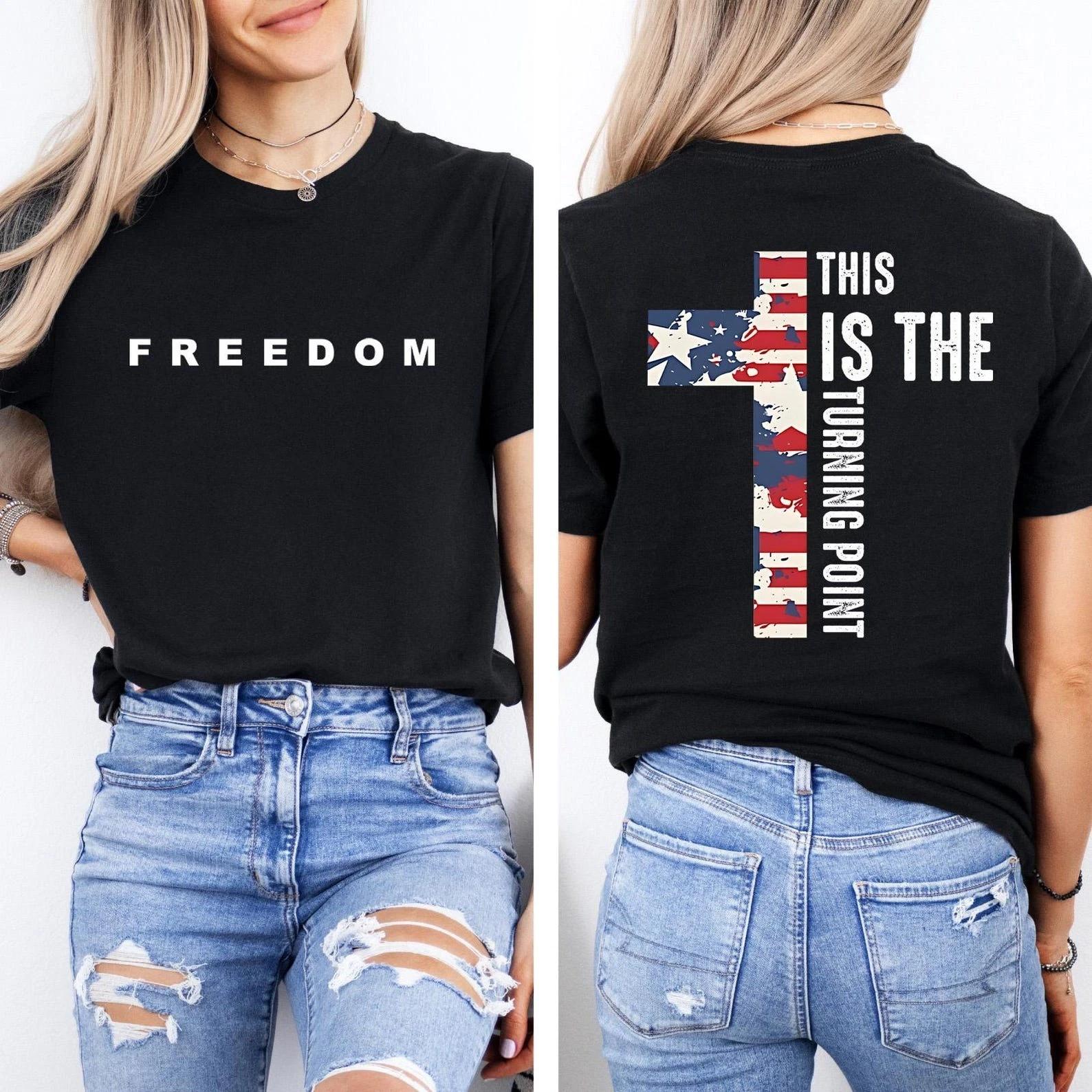 Charlie Kirk Freedom Shirt, This is the Turning Point 2 Sided Uniex T Shirt XL