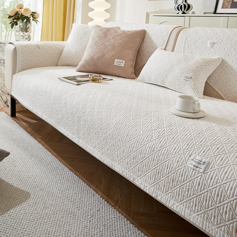 New Pure Cotton Sofa Cover Seat Cushion Plaid Striped Retro Style All-season Non-slip Sofa Cover Anti-wrinkle and Wear-resistant