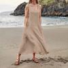 Women's Fashion Casual Solid Colour Sleeveless Cotton Linen Pocket Dress