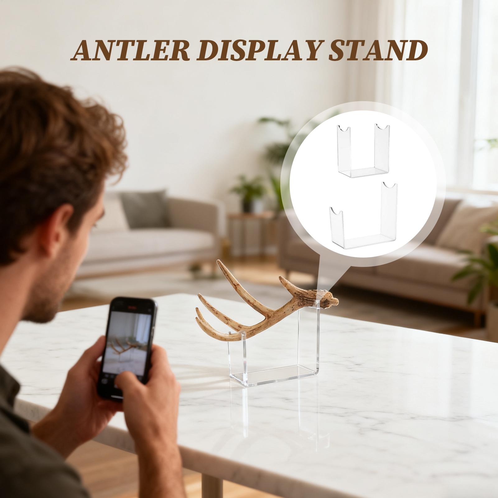

Deer Antler Mount No Drilling 4-Piece Holder Shelf Acrylic Stand For Tabletop Wall Collection Desk Room Christmas Craft Show CHINA