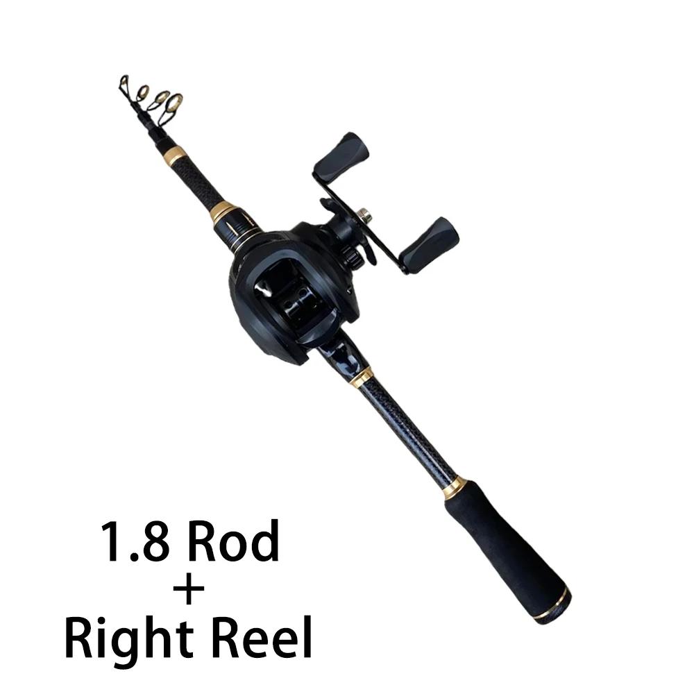 Combo Canna da Pesca Spinning Portatile Corta Telescopica Mini Canna da Mare Lunghezza Chiusa 41-42 cm Con Rapporto di Recupero 7.2:1/5.2:Kit 1 Ruota