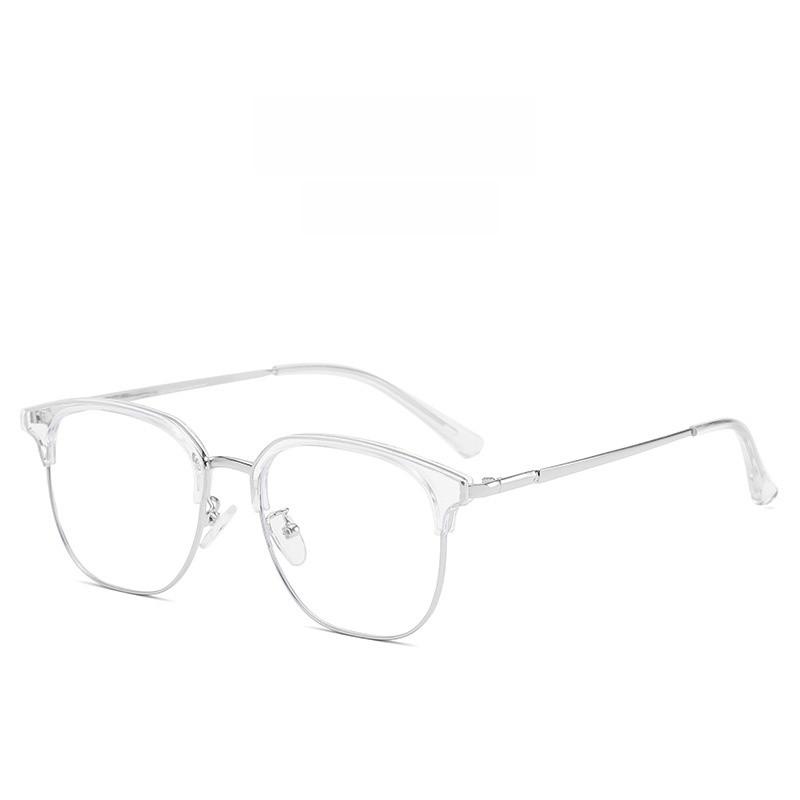 Business Style Half Frame Blue Light Blocking Glasses For Men Women With Pc Lenses For Casual Wear