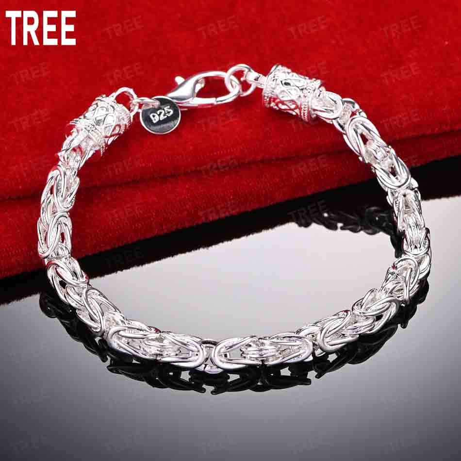 925 Sterling Silver Elegant Side Chain Exquisite Bracelet Gift Jewelry 20CM