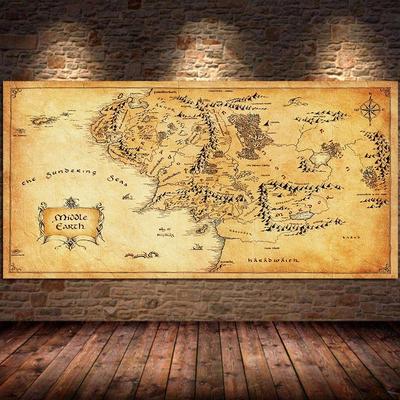 Mittelerde Film Karte Leinwand Malerei Poster Retro Stil Wand Kunst HD Bilder Wohnzimmer Schlafzimmer Home Bar Restaurant Dekor