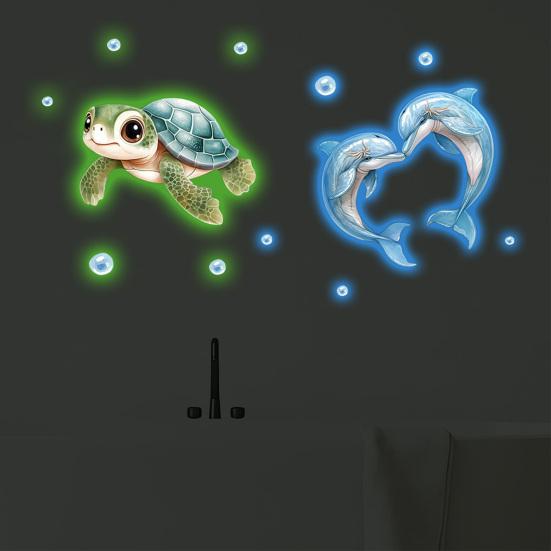 Yousheng Glow in The Dark Toilet Seat Sticker Sea Turtle Whale Bathroom Wall Decal under The Sea Ocean Sticker for Toilet Tank Lid