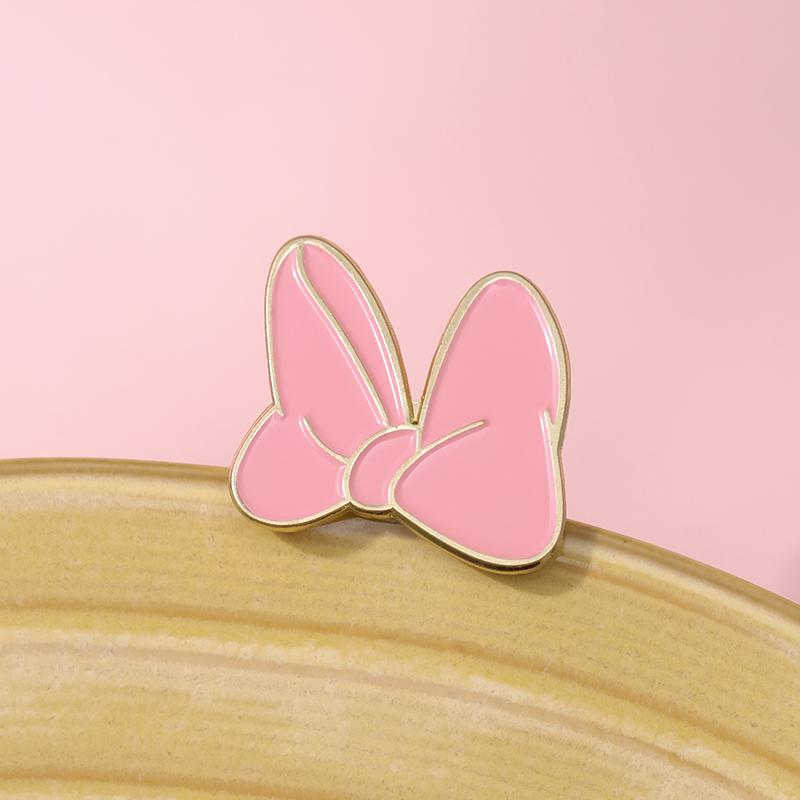 Pink Bowknot Enamel Pins Custom Cute Cartoon Brooches Lapel Badges Creative Funny Jewelry Gift for Kids Friends