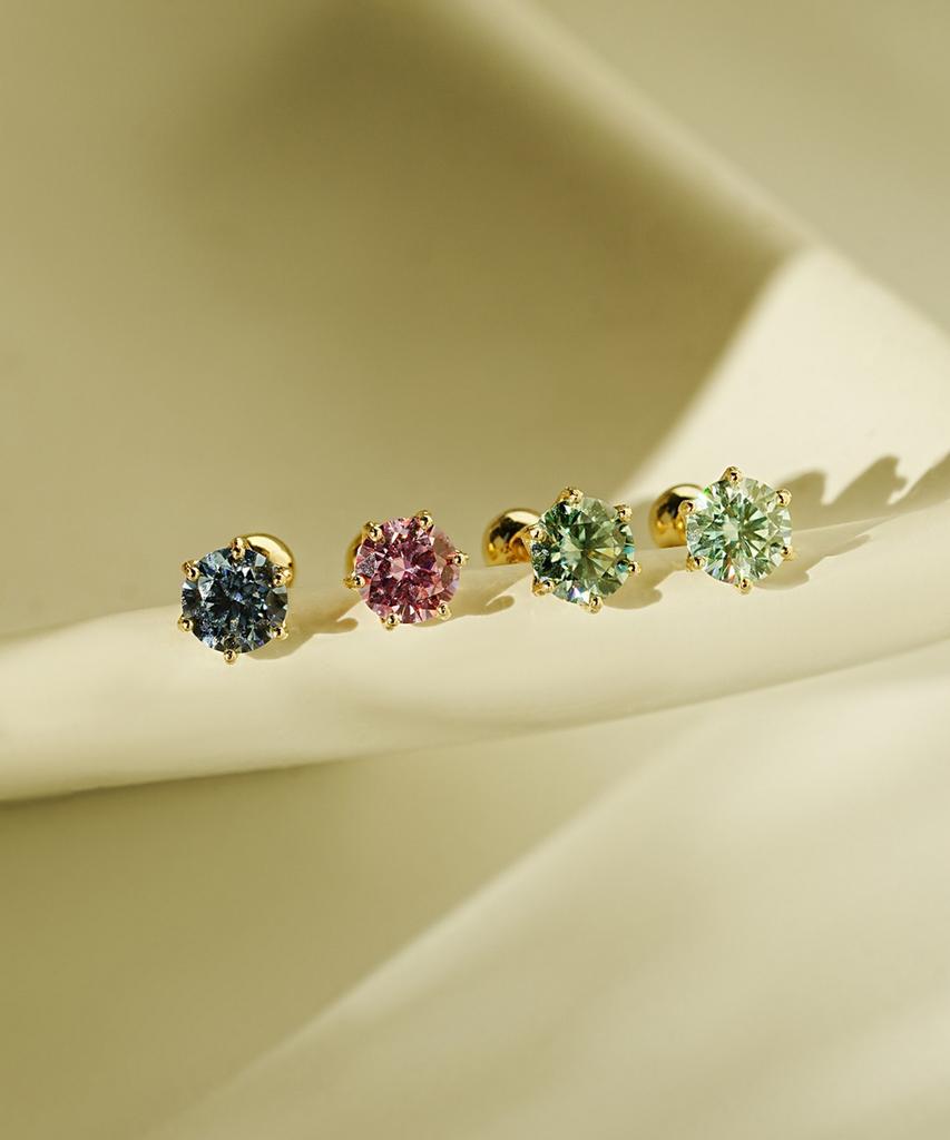 Minimalpiercing 14K Moissanite Diamond Green Noble Piercing Earrings