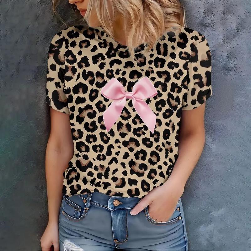 Fashion Women's Simple Short Sleeve 3D Color Printed Crew Neck T-Shirt Comfortable Short Sleeve