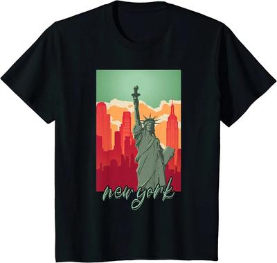 New York Skyline Heartbeat Statue of Liberty I Love New York T-Shirt Four Seasons Unisex Clothing Oversized T Shirt Tees Cotton
