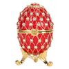 Egg Trinket Box Zinc Alloy Sparkling Rhinestone Exquisite Elegant Metal Jewelry Box for Family Office Storage Red