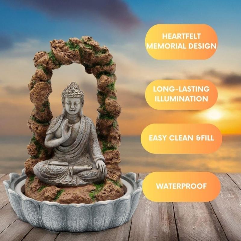 Handcrafted Resin Solar Buddhist Sculpture Statue Weather Resistant Yard Ornament Suitable For Patios Landscape Design