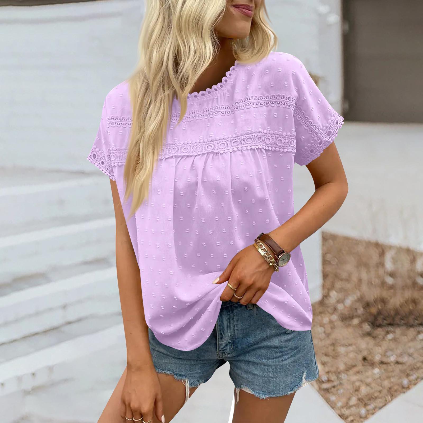 

Женский летний мобильный топ для отдыха с круглым вырезом, кружевным крючком и иглой, с короткими рукавами XXL