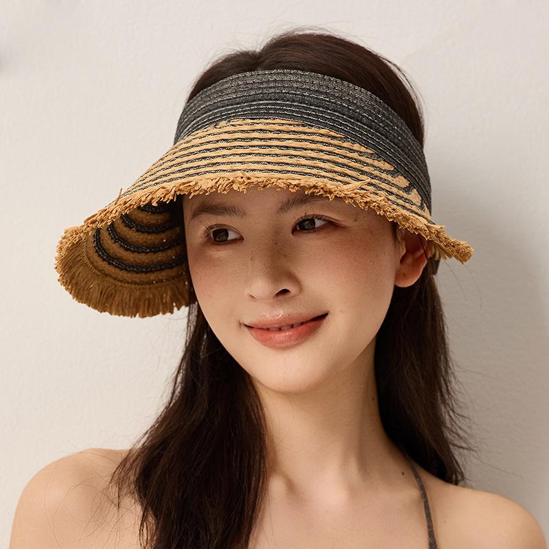 Summer Travel Sunshade Hat Foldable Straw Rough Brim Sunscreen Hat Anti-Ultraviolet Hat