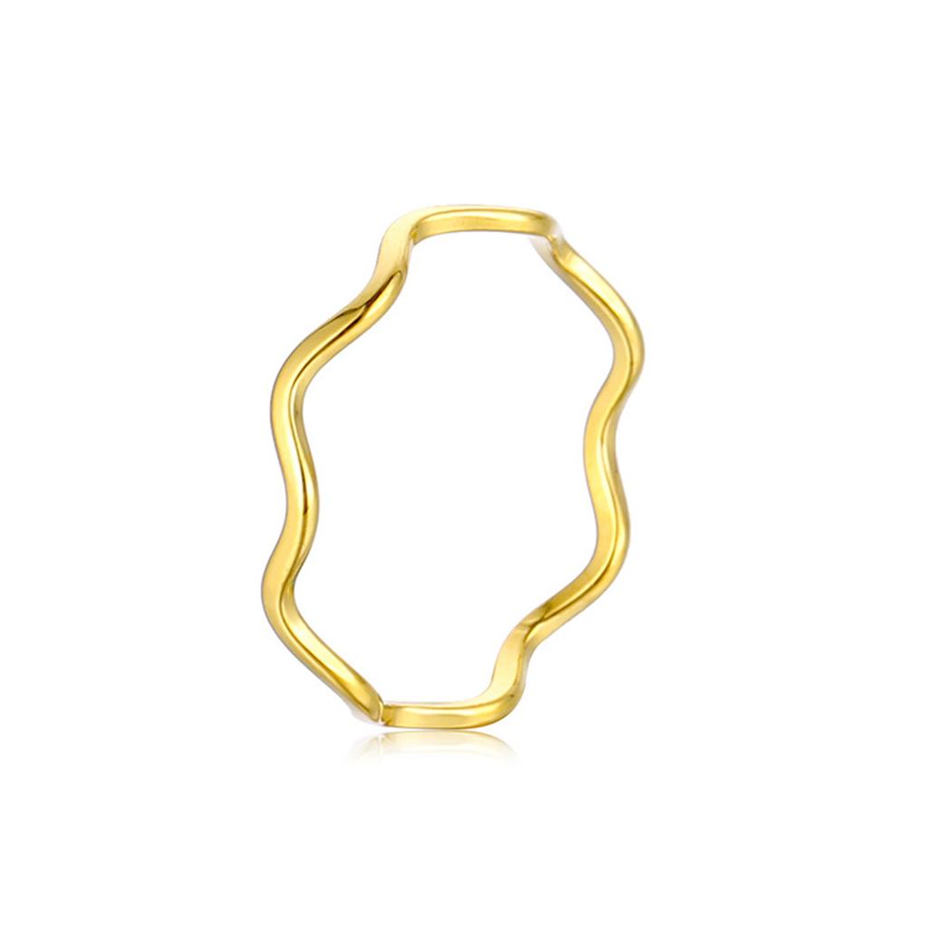 Fashion Simple Wave Ring Stainless Steel Women‘s Vintage Geometric Line Finger Rings Wedding Jewelry Gift for Lover Couple New