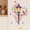 Retro Street Lamp Painted With Flowers, Branches, Birds And Butterflies, Living Room, Entryway, Home Decoration Wall Stickers