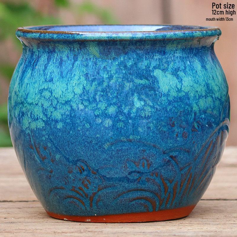 Handmade Retro Zisha Ceramic Pot for Succulents, Orchid, and Asparagus - Breathable Small Flower Pot