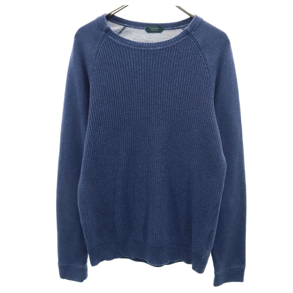 

ZANONE made in Italy Knit switching Long sleeve sweat trainer S Navy Men s Used